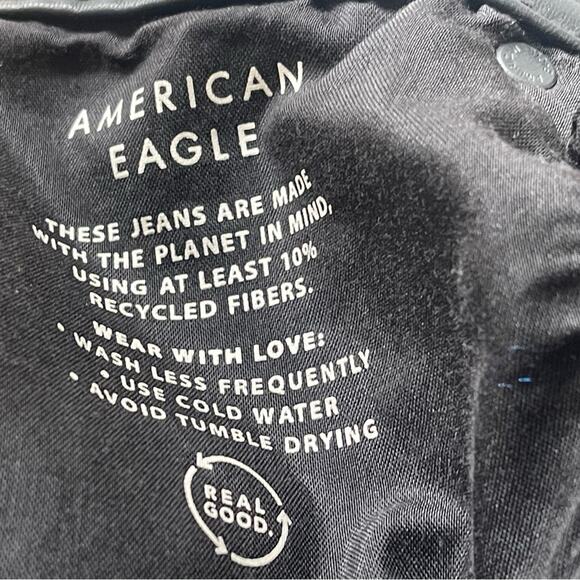 American Eagle Faux Leather & Black Denim Jeans, High Rise, Casual, NEW! 12S - Picture 3 of 7